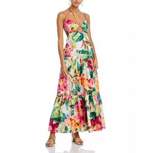 Farm Rio NWT Painted Flowers Tiered Backless Maxi Dress size XL